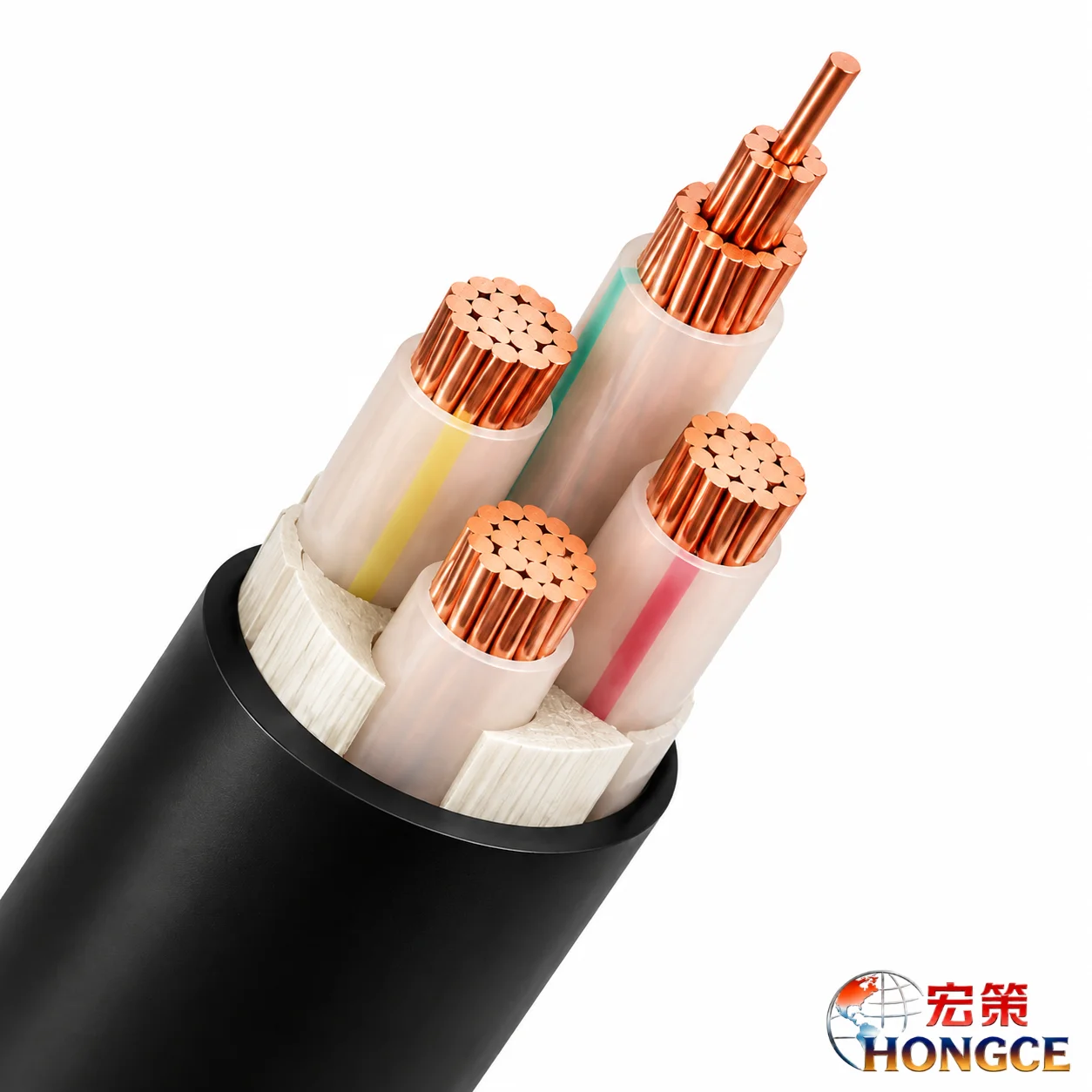 Hongce Cable YJV copper conductor XLPE insulated PVC sheathed low voltage power cable multi-core cross section