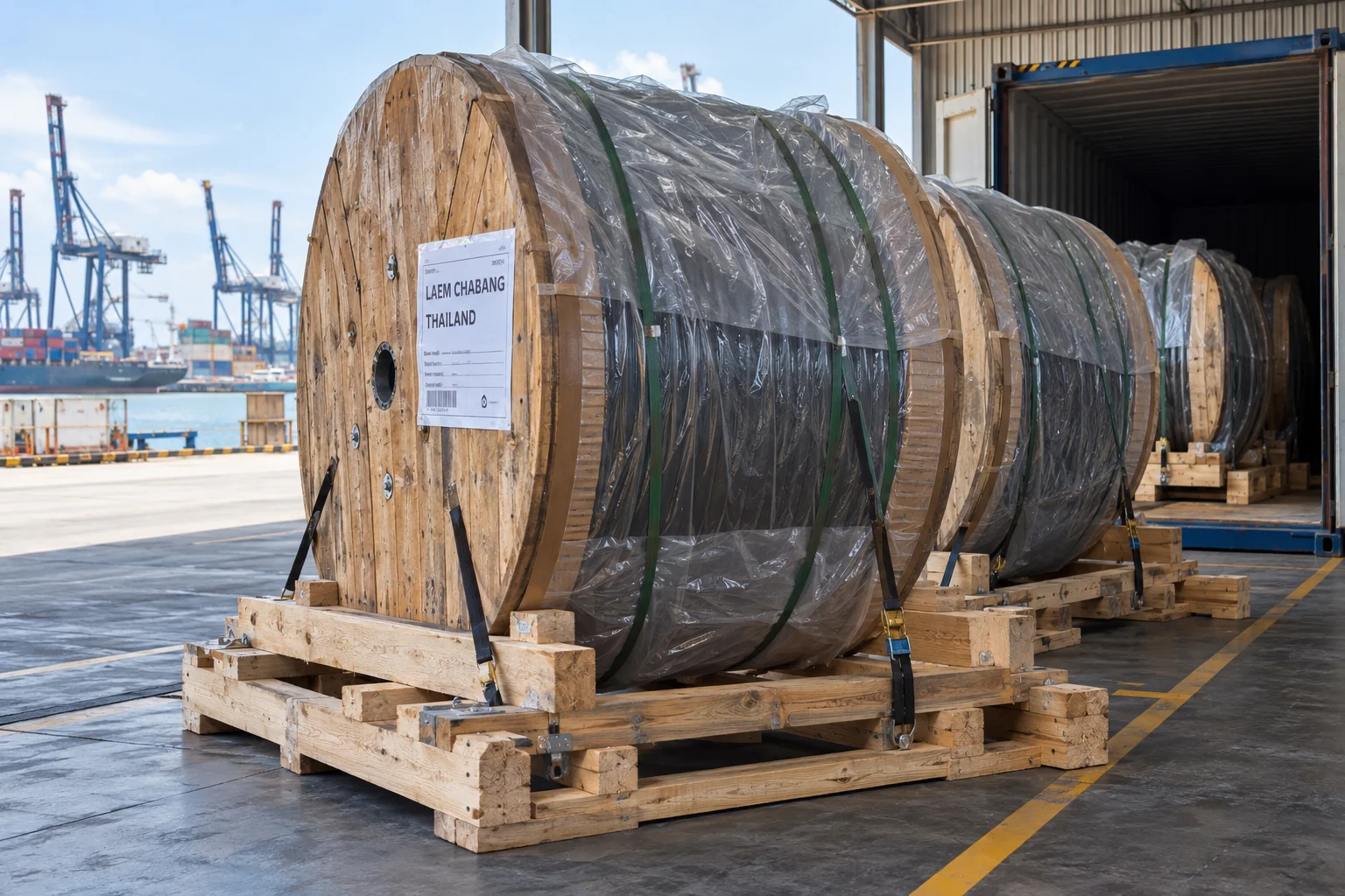 hongce cable industrial power cable drums secured with protective weather wrapping