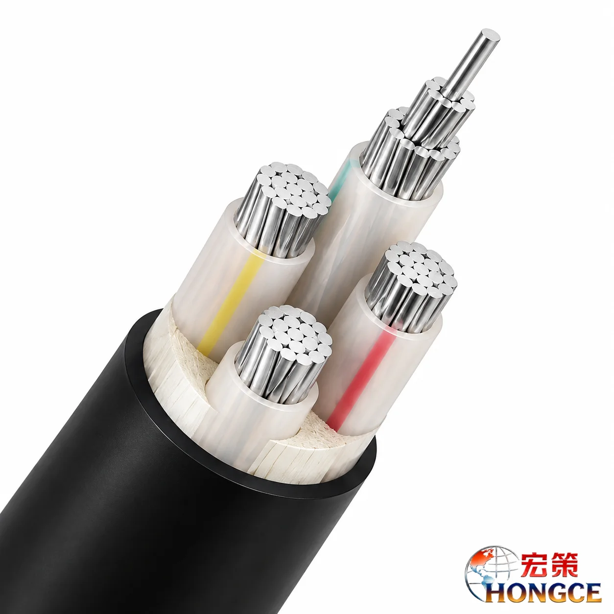 Hongce Cable YJLV 0.6/1kV Aluminum XLPE Power Cable with PVC Sheath and Multi Core Aluminum Conductor Structure